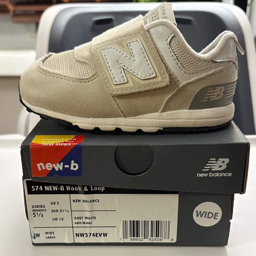 New Balance Kids' Cream and White Sneakers